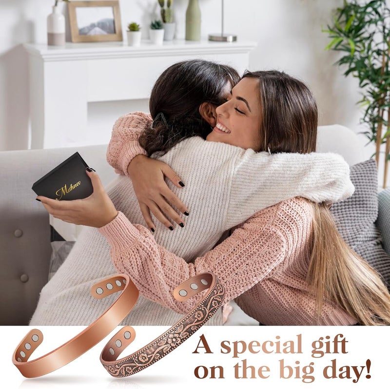 Mahnco Copper Bracelets for Women Men: Lymph Detox Magnetic Bracelet, 100% Pure Copper Bracelet with 6 Magnets 3500 Gauss - Copper Jewelry Gifts - Image 2